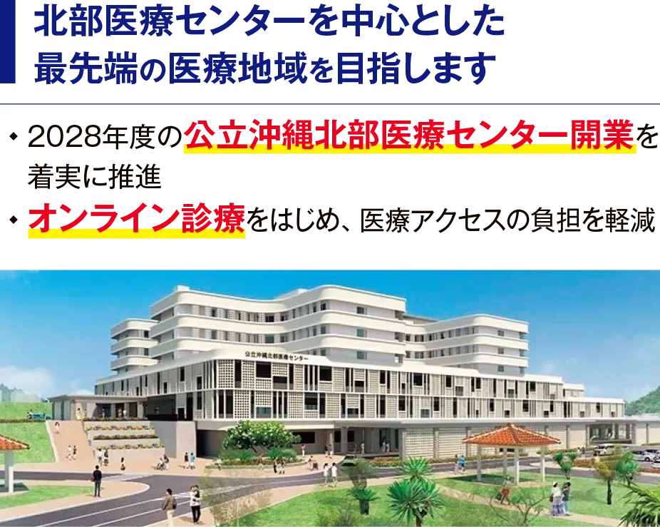 北部医療センターを中心とした最先端の医療地域を目指します